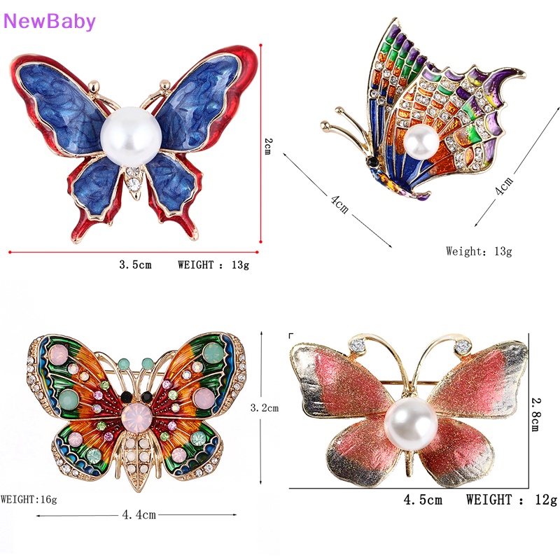 Newbaby Wanita Lucu Kristal Berlian Imitasi Kupu-Kupu Hewan Buket Bros Pin Pesona Perhiasan ID