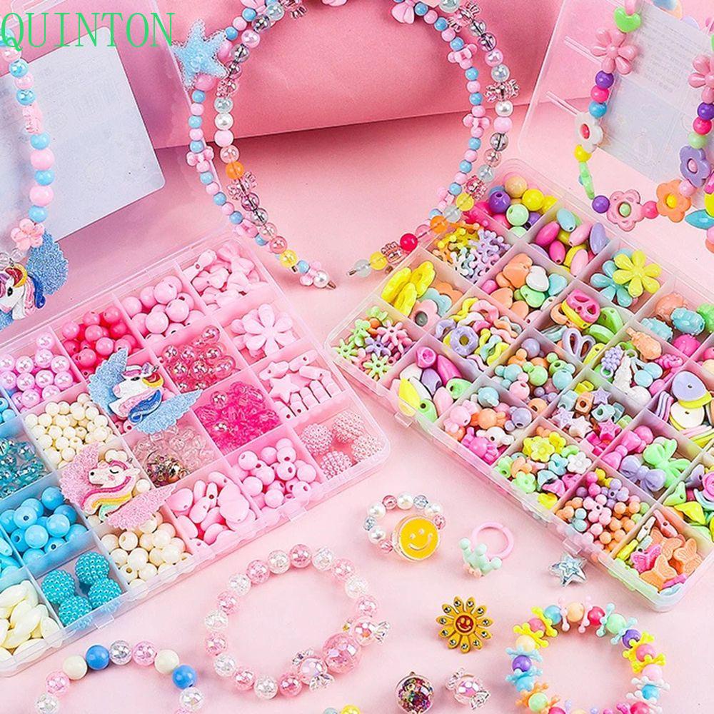 Quinton DIY Handmade Manik-Manik Mainan Edukasi Perhiasan Kit Kalung Mainan Anak Charms Beads Gadis Tenun Kerajinan Membuat