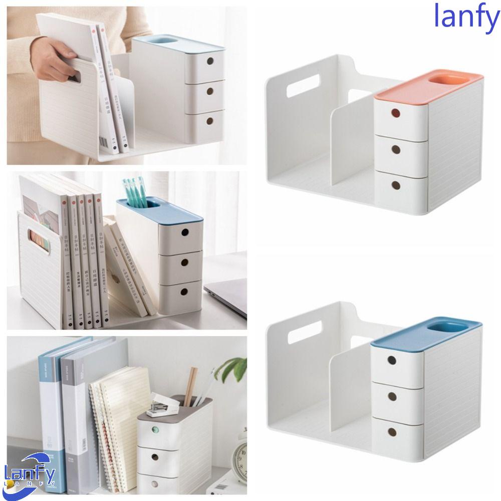 Lanfy Desktop Organizer 3in1 Multi-Layer Hemat Ruang File Organizer Tempat Pulpen File Folder Rak File Multifungsi Stand Buku Kapasitas Besar Untuk Pelajar