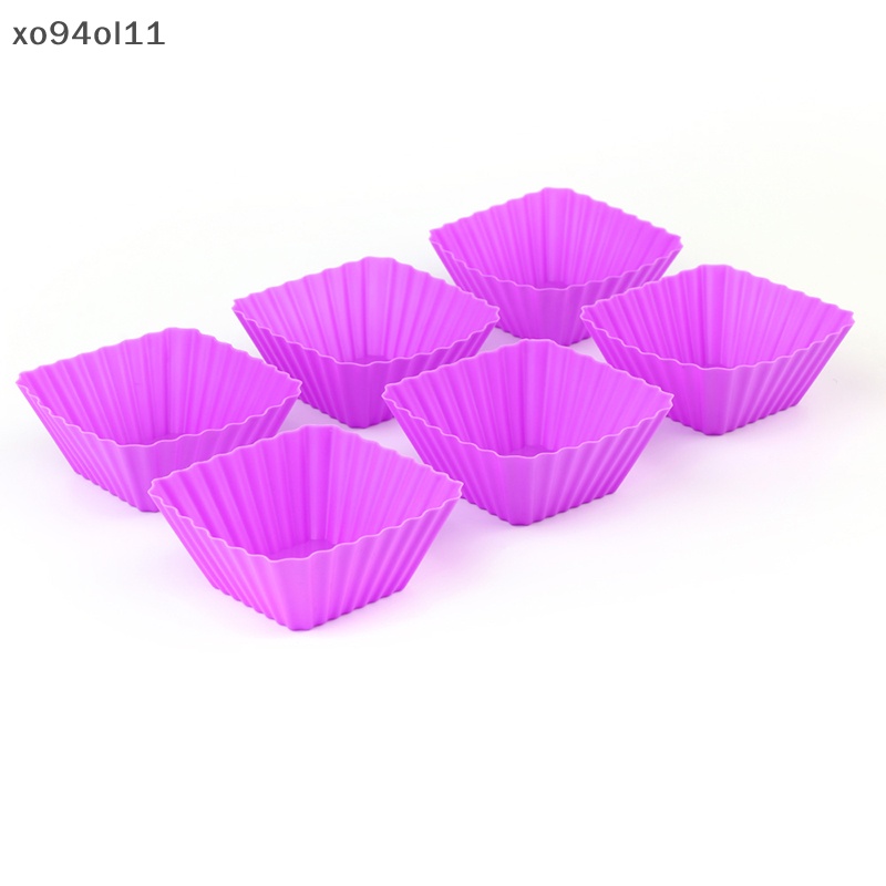 Xo 1/6PCS Cetakan Cupcake Silikon Berbentuk Persegi Muffin Dapur Baking Pastry Tools OL