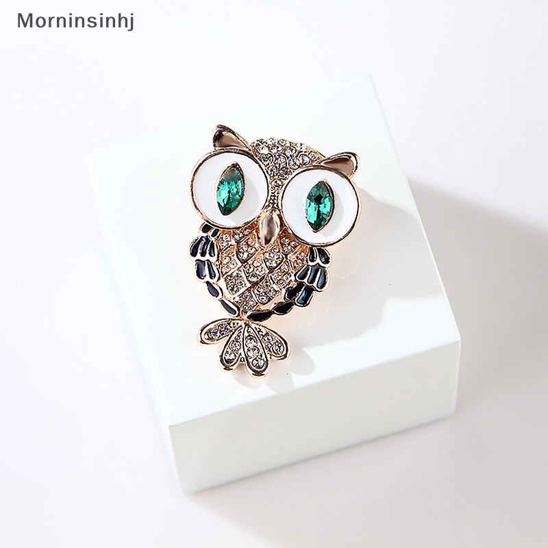 Mornin Fashion Full Berlian Drop Oil Cute Owl Bros Pin Light Bird Korsase Untuk Wanita Perhiasan Aksesoris Pakaian id