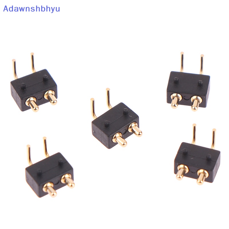 Adhyu 5Pcs Spring Loaded Konektor Pogo Pin 2tiang 2.5 Grid Male Sudut Kanan Target Kontak Wajah Cekung Melalui Lubang Pogopin Probe PCB ID