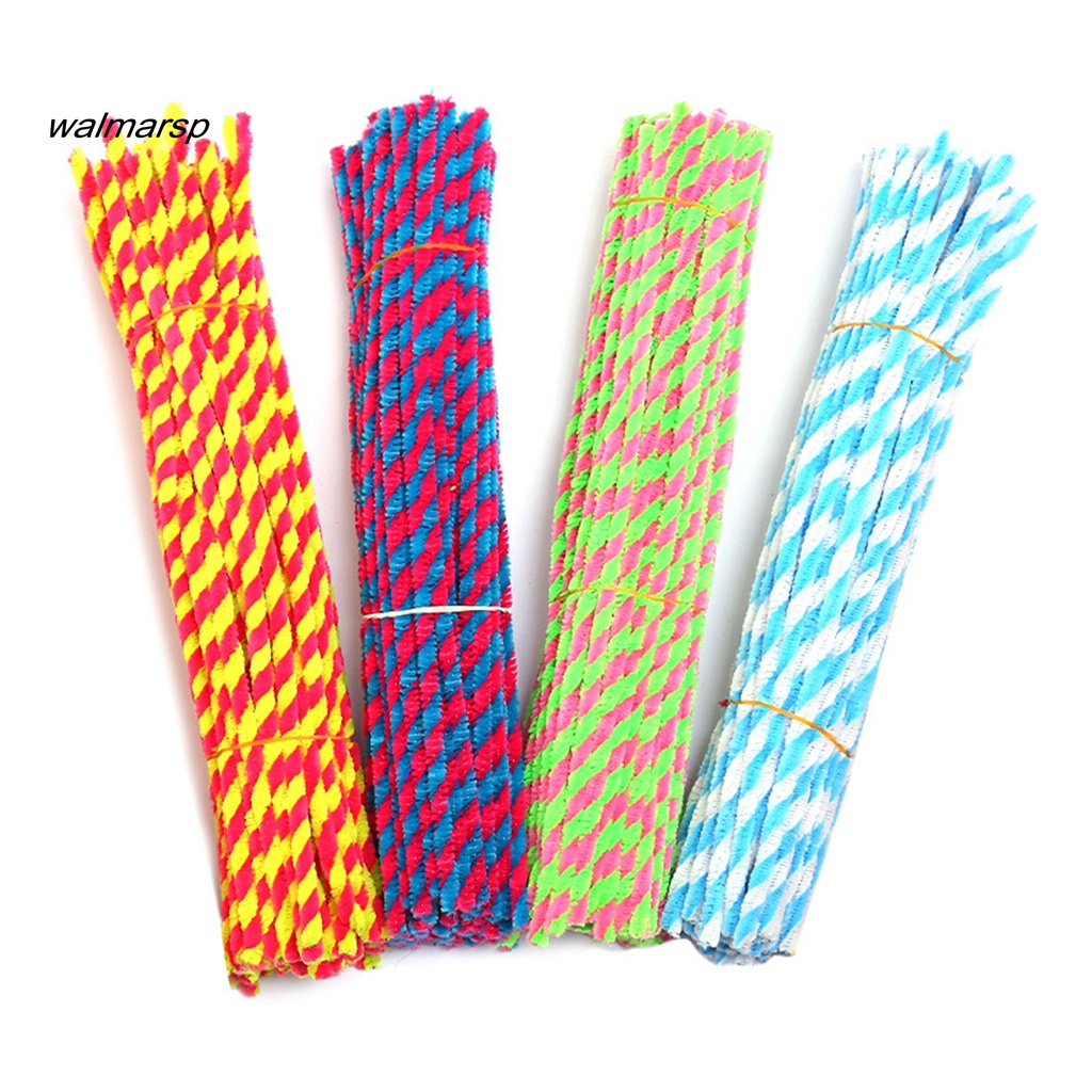 Walmarsp 100Pcs Fuzzy Stick Warna Kontras Mudah Memutar Fleksibel Interaksi Orang Tua-Anak Menyuburkan Kemampuan Tangan Pembersih Tabung Serbaguna Fuzzy Chenille Stem Craft Supplies