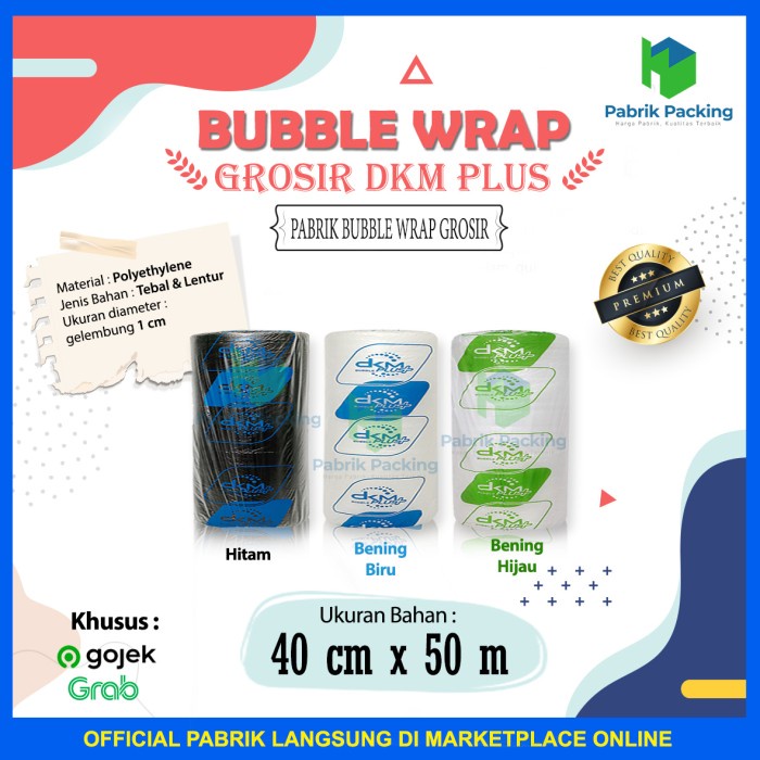 

PLASTIK BUBBLE WRAP 40 CM x 50 M DELKOMAS - 40CM X 50M, Hitam Ekonomis