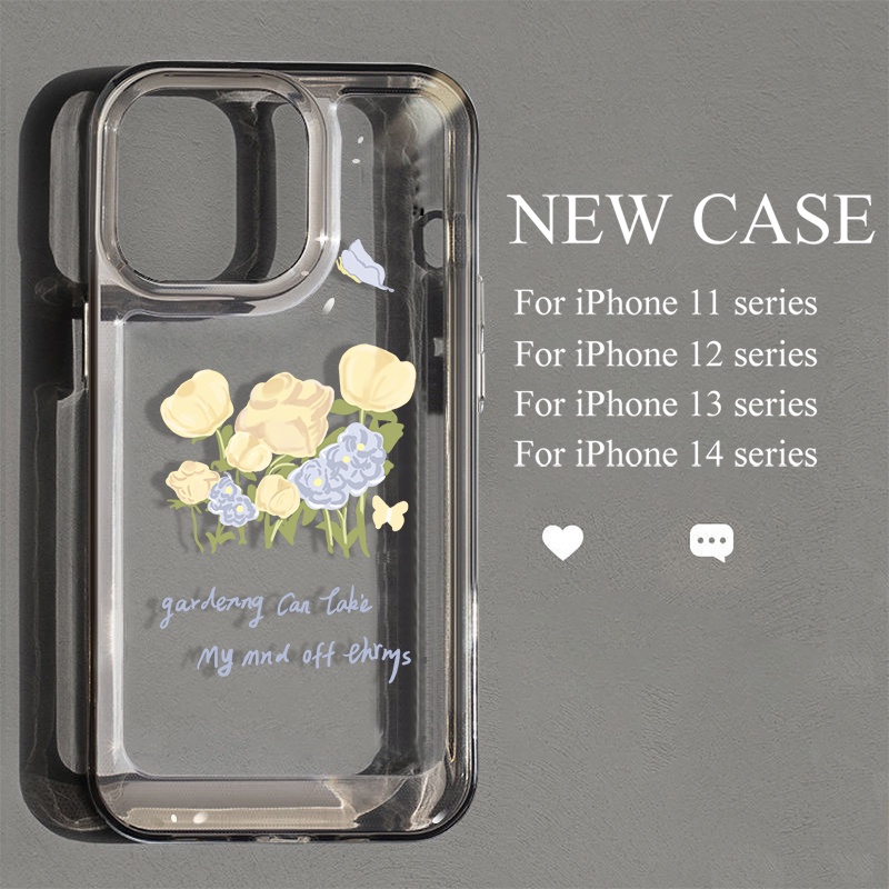 Casing Kupu-Kupu Bunga Untuk IPhone Kompatibel6 7 8 6Plus 7Plus 8Plus 11 14 Pro Max X XS XR 11 12 13 14 Pro Pro Max SE 2020 2022 Plating Electroplated Buttons Shockproof Cover