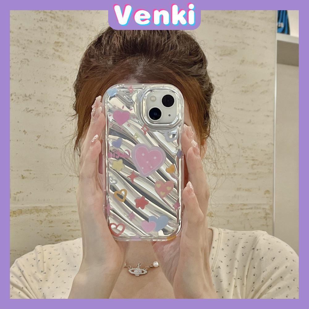 Venki - Untuk Iphone11 iPhone Case Laser Reflektif Bening Casing Ponsel TPU Lembut Shockproof Airbag Phone Case Hati Lucu Kompatibel Dengan Iphone14 13 Pro Max 12 Pro Max XR XS 7 8Plus