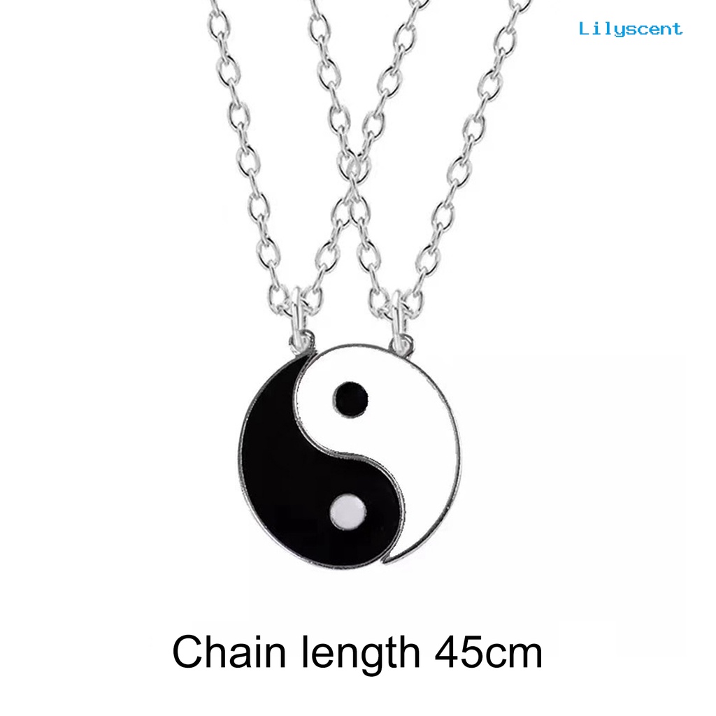 [LS]1 Pasang Kalung Couple Pasangan Liontin Tai Chi Bahan Alloy Anti Karat Eye-catching Unisex Untuk Wanita