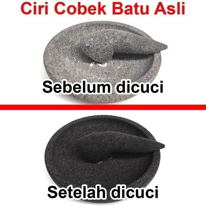 Cobek Batu Asli Original Cowek Coek Coet Cowet - 25 cm