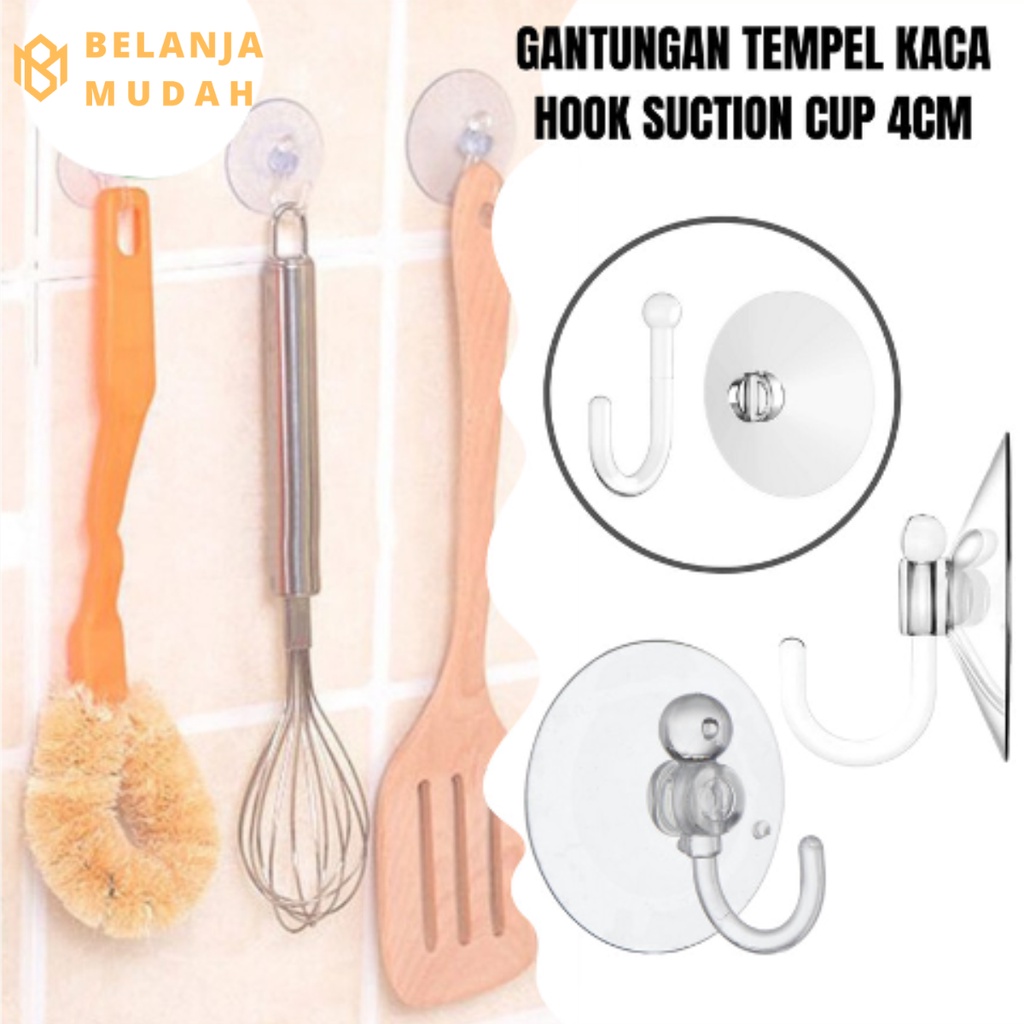 BMSH Suction Cup 4cm Gantungan Hook Tempelan Kaca Vacuum Cantelan Kunci Hand