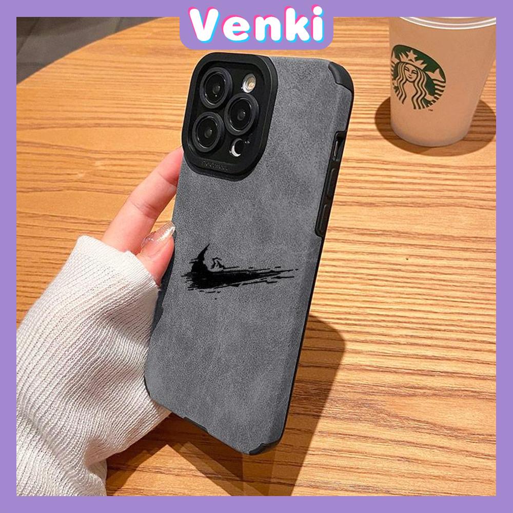 VENKI - Untuk iPhone 11 Case Kulit Sekolah Dasar Suede Case Lembut Tahan Guncangan Ponsel Case Kamera Sederhana Creative Hook Kompatibel dengan iPhone 14 13 Pro max 12 Pro max xr xs 7 8Plus