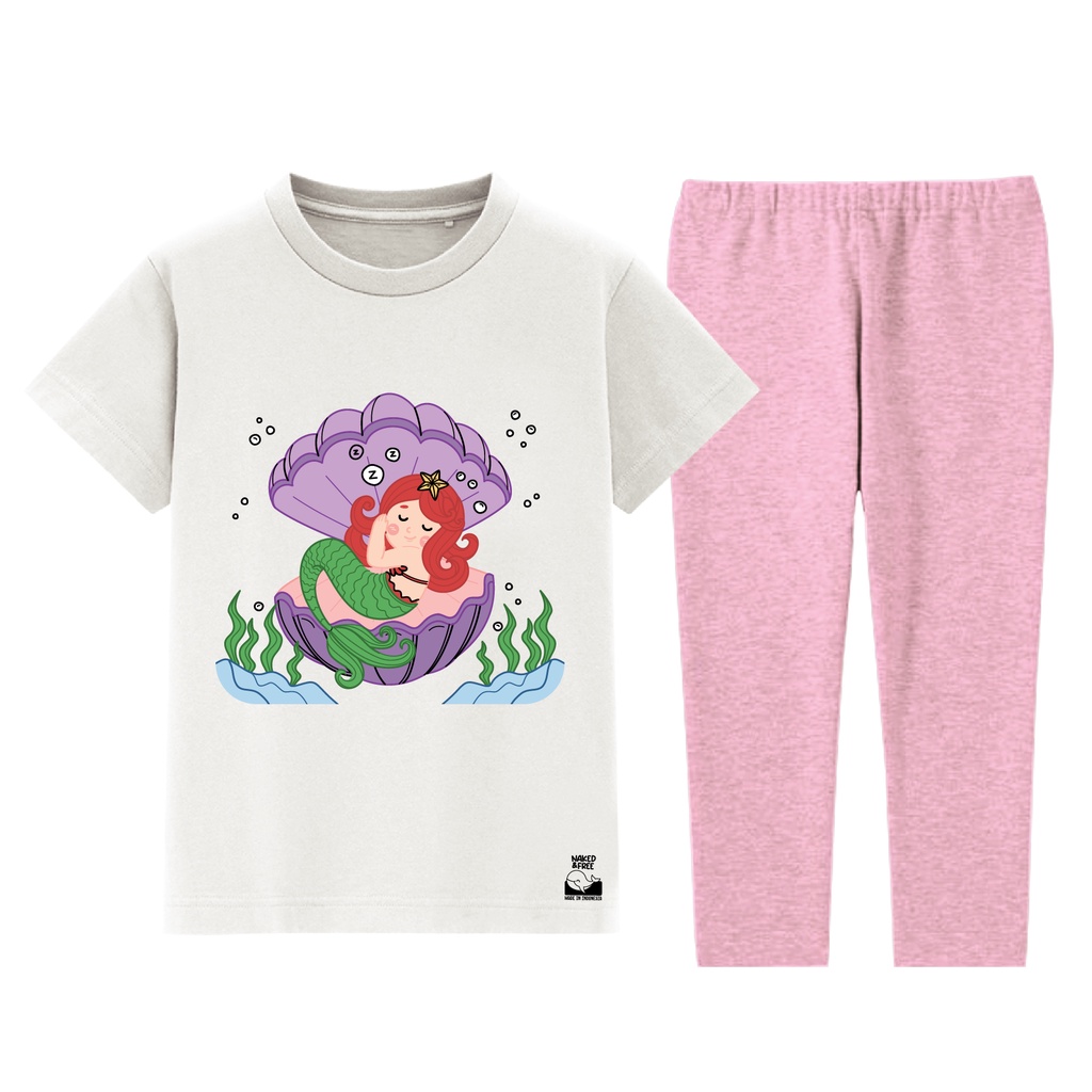 Piyama Lengan Pendek Mermaid Sleep Series Untuk Usia 2-8 Tahun Bahan Katun Combed 30s Premium