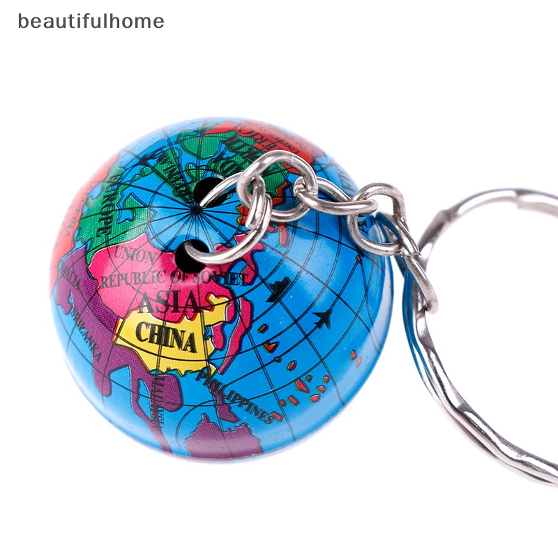 {beautifulhome} 2 Pcs Peta Dunia Globe Gantungan Kunci Perhiasan Bola Dunia Bumi Seni Liontin Gantungan Kunci Hadiah.