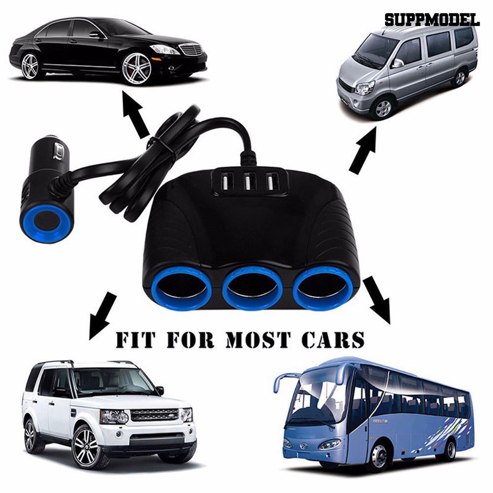[SM]12-24V 3ways Car Socket Splitter USB Charger Power Adapter