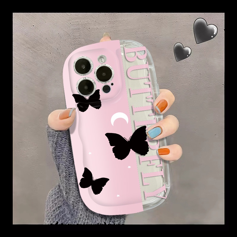 IPHONE Butterfly Casing Ponsel Transparan Kompatibel Untuk Iphone14 13 12 11 Pro Max7 +8 Plus XS X XR Casing Silikon Shockproof Cover Cell Precticer