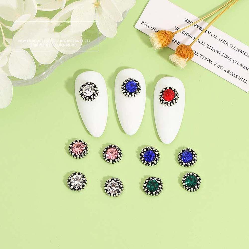 Mxbeauty Hiasan Kuku Bahan Alloy 3D Nail Art Drills Bulat Berlian Imitasi Manicure Nail Jewelry Untuk Wanita