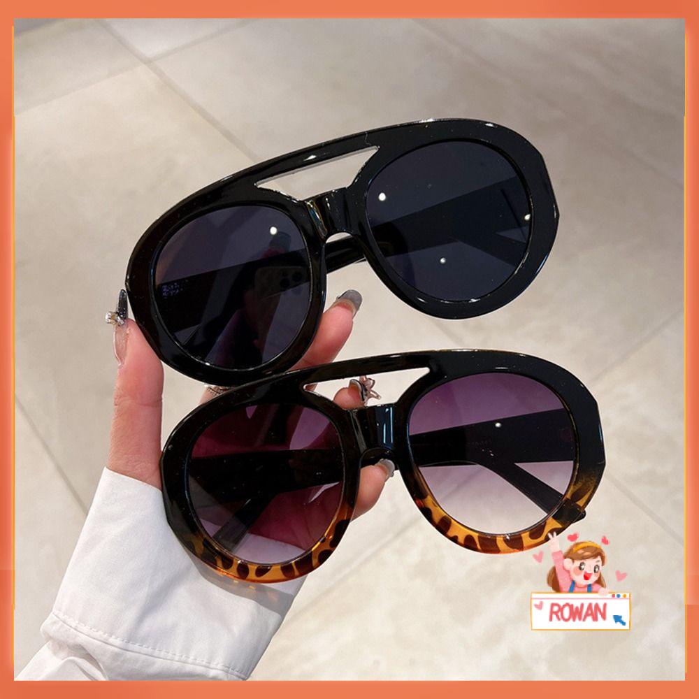 R-flower Round Sunglasses Candy Color Double Bridge Oversized Goggle Shades