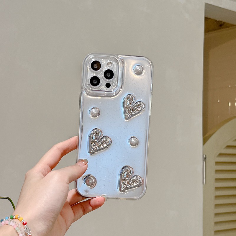 Nice！Shine Pearl Love Mirror Soft TPU Case HP iP iPhone 14 13 12 11 Pro Max Drop Glue FTD Casing Apple