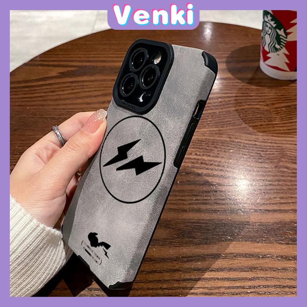 VENKI - Untuk iPhone 11 Case Leather Pupil Suede Cover Soft Shockproof Case Camera Gray Simple Lightning Kompatibel dengan iPhone 14 13 Pro max 12 Pro max xr xs 7Plus 8Plus