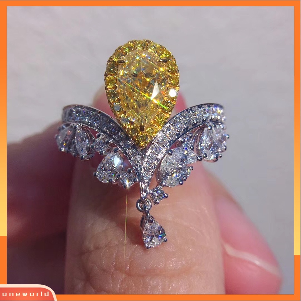 [ONR] Berlian Karbon Tinggi Impor Di Mahkota love crown rings Mewah Dan Briliant Seiko Berlian Kuning Cincin Mulut Hidup