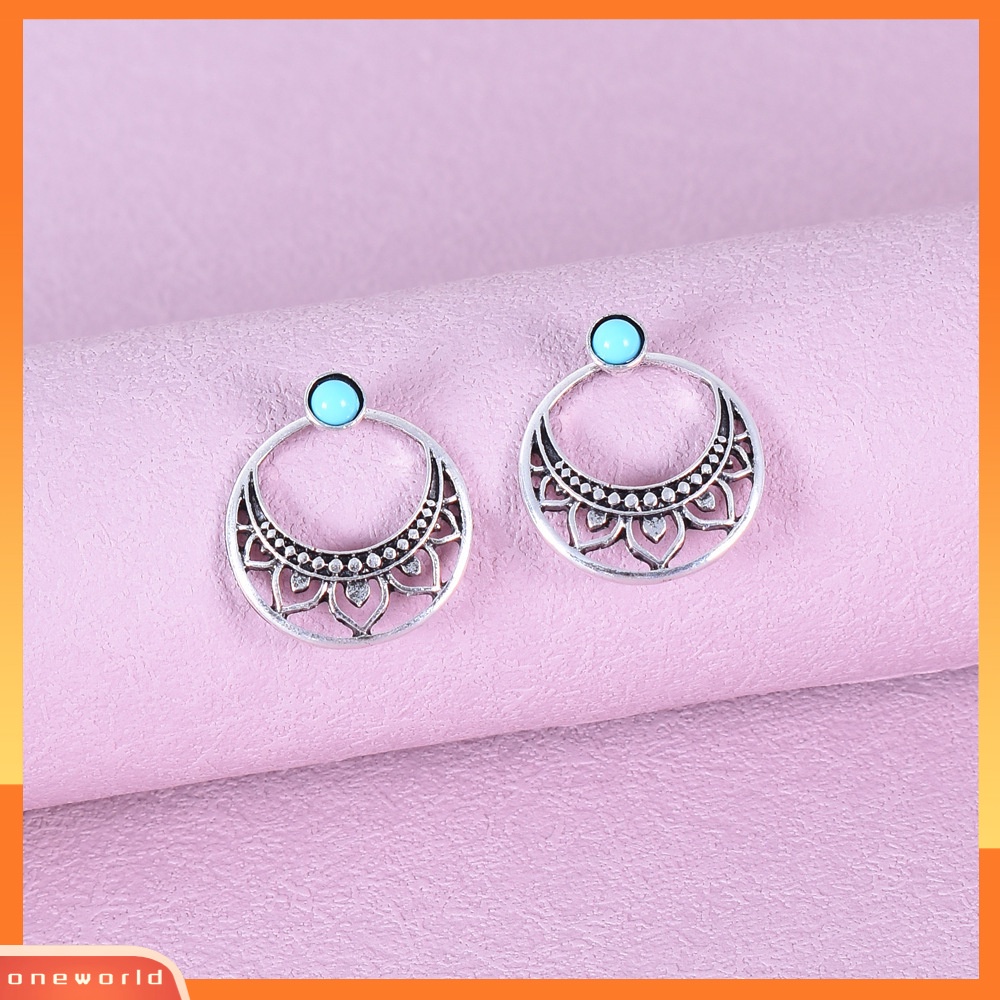 [ONR] Bohemian turquoise earrings Anting Perempuan Eropa Dan Amerika retro Berlapis Perak Anting earrings