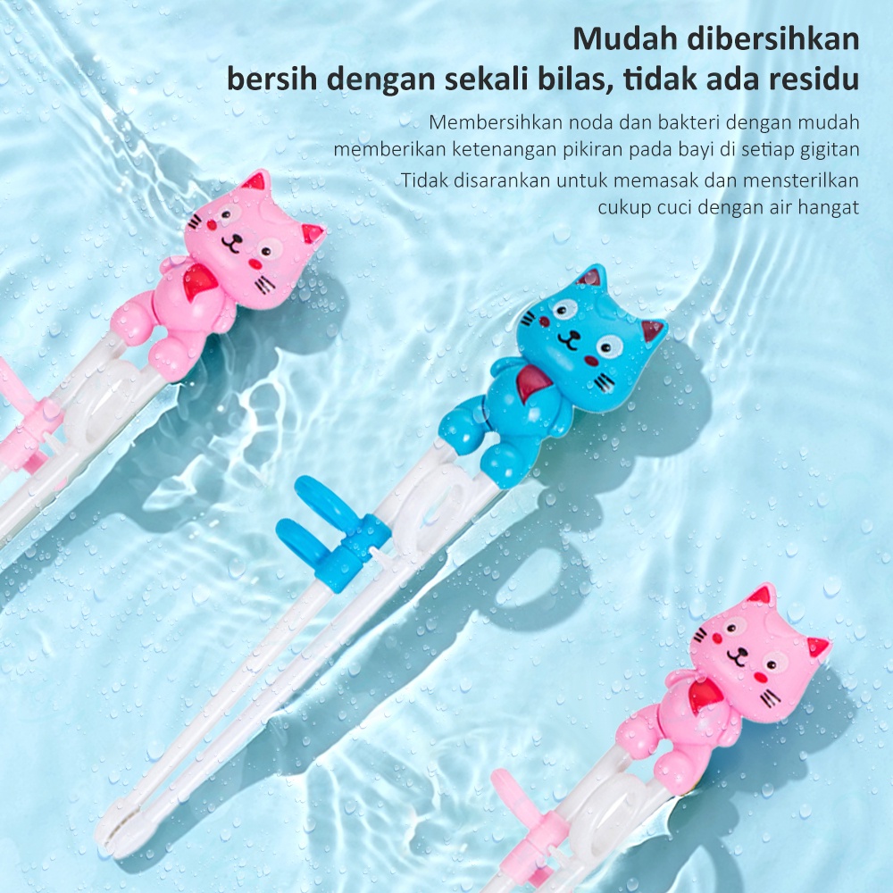 SweetyBayi Sumpit bayi anak BPA Free Sumpit anak belajar makan motif kucing Training chopstick anak