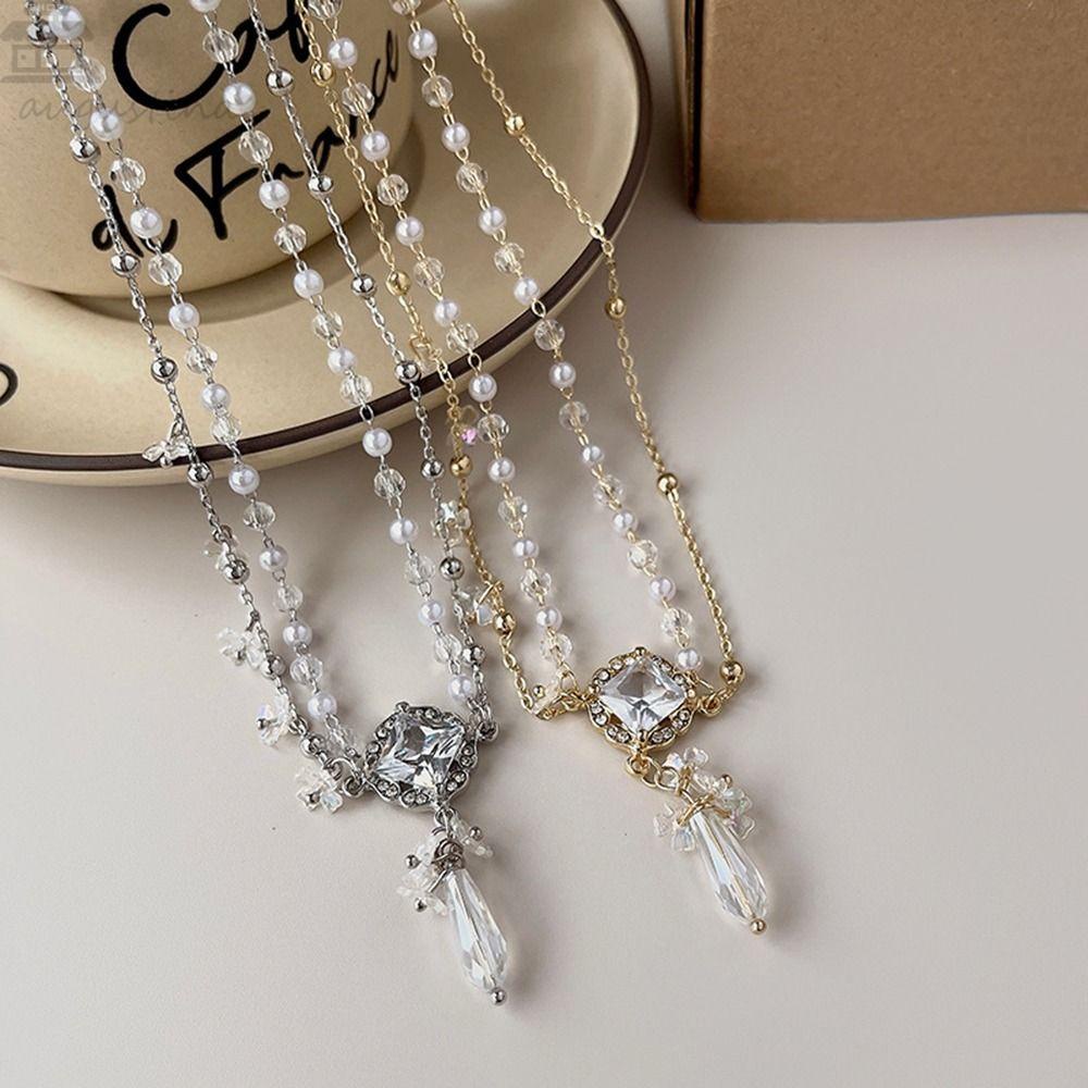 Agustinina Rantai Kepala Kristal Untuk Perempuan Antik Retro Mutiara Bunga Hiasan Dahi Pengantin Properti Foto Gaya Cina Tahun Baru Klip Samping