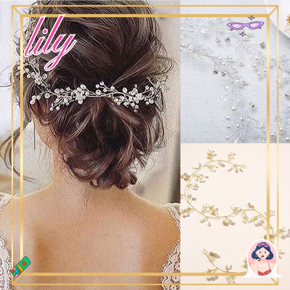 Lily Bridesmaid Hair Vine Warna Silver Aksesoris Rambut Perhiasan Pernikahan Panjang 50 cm Ikat Rambut Jepit Rambut