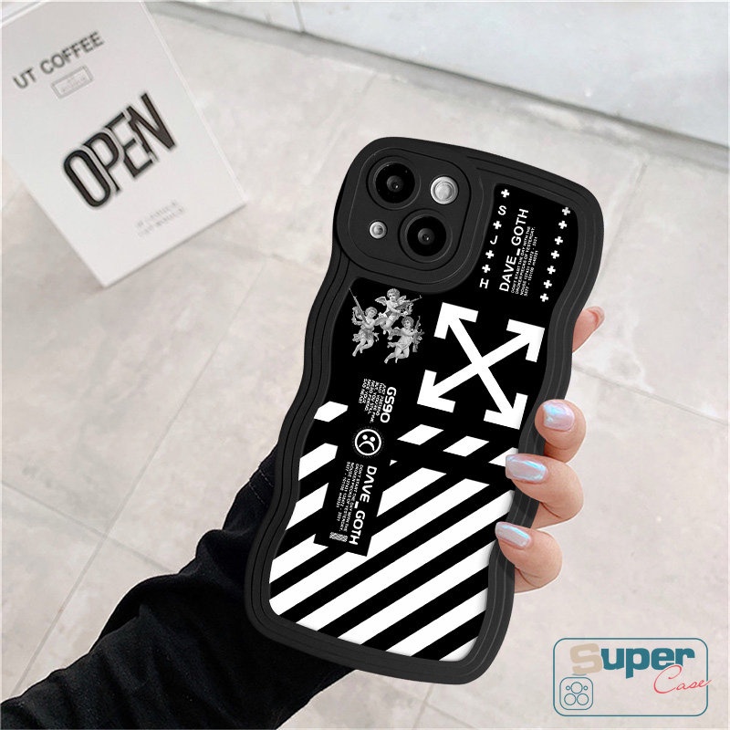 Casing Tepi Bergelombang Lembut Art Mosaic lattice Untuk Infinix Hot10 9 12i 10s 20 12 11s 20s 8 Pro Plus 10Lite Smart6 5 4 Hot 9 10 12 11 Play Note 12 G96 10 Pro Trendy Brand O.F.F-Case Putih