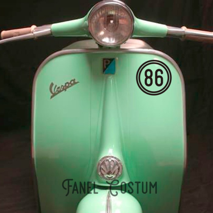 

[PS] Stiker Retro Custom Nomor Vespa Motor Mobil Laptop - Putih, 10cm