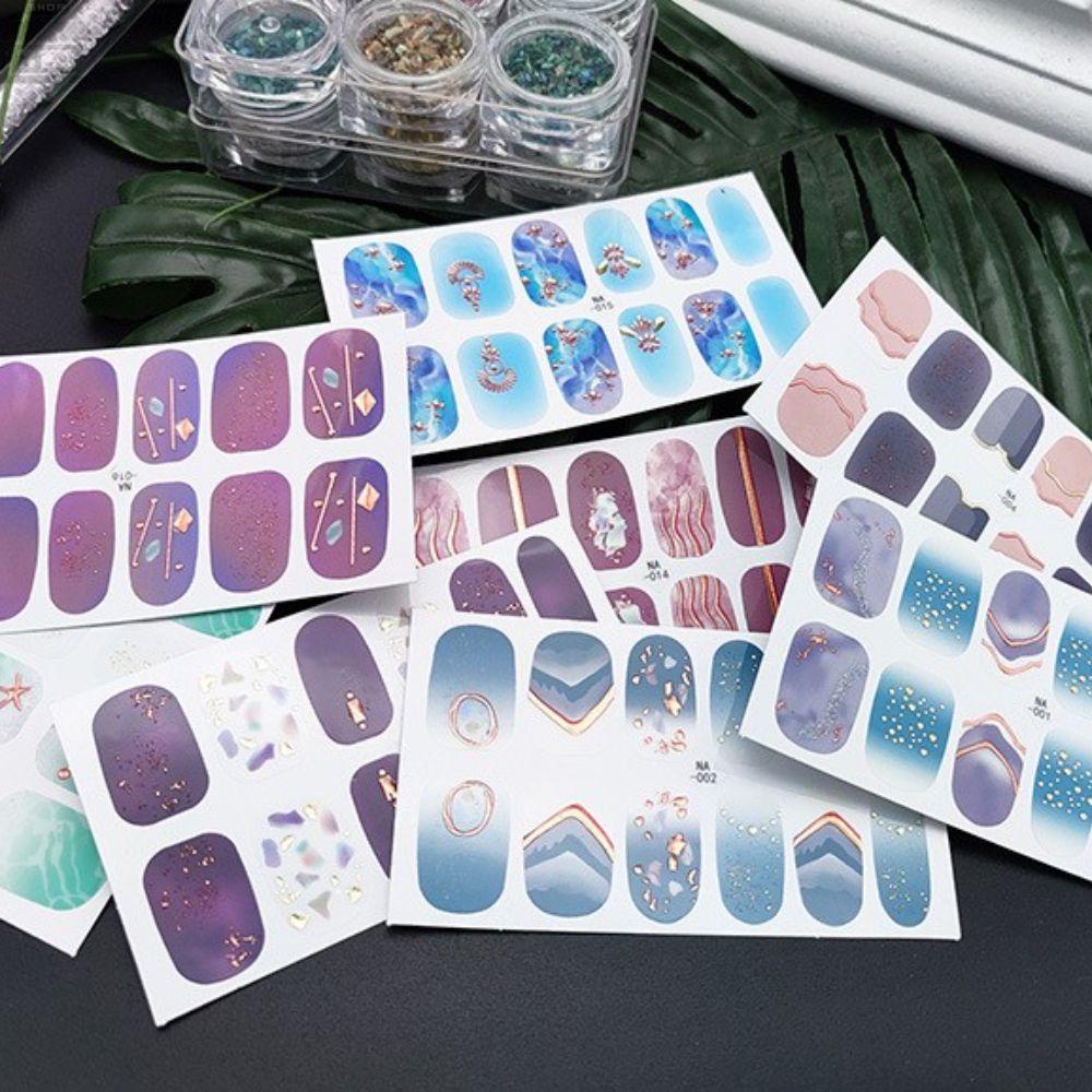 AUGUSTINA Agustina Self-Adhesive Stiker Kuku Tahan Air Rusak Berlian Imitasi Salon Kuku Nail Art Slider Relief Patung DIY Kuku Decals