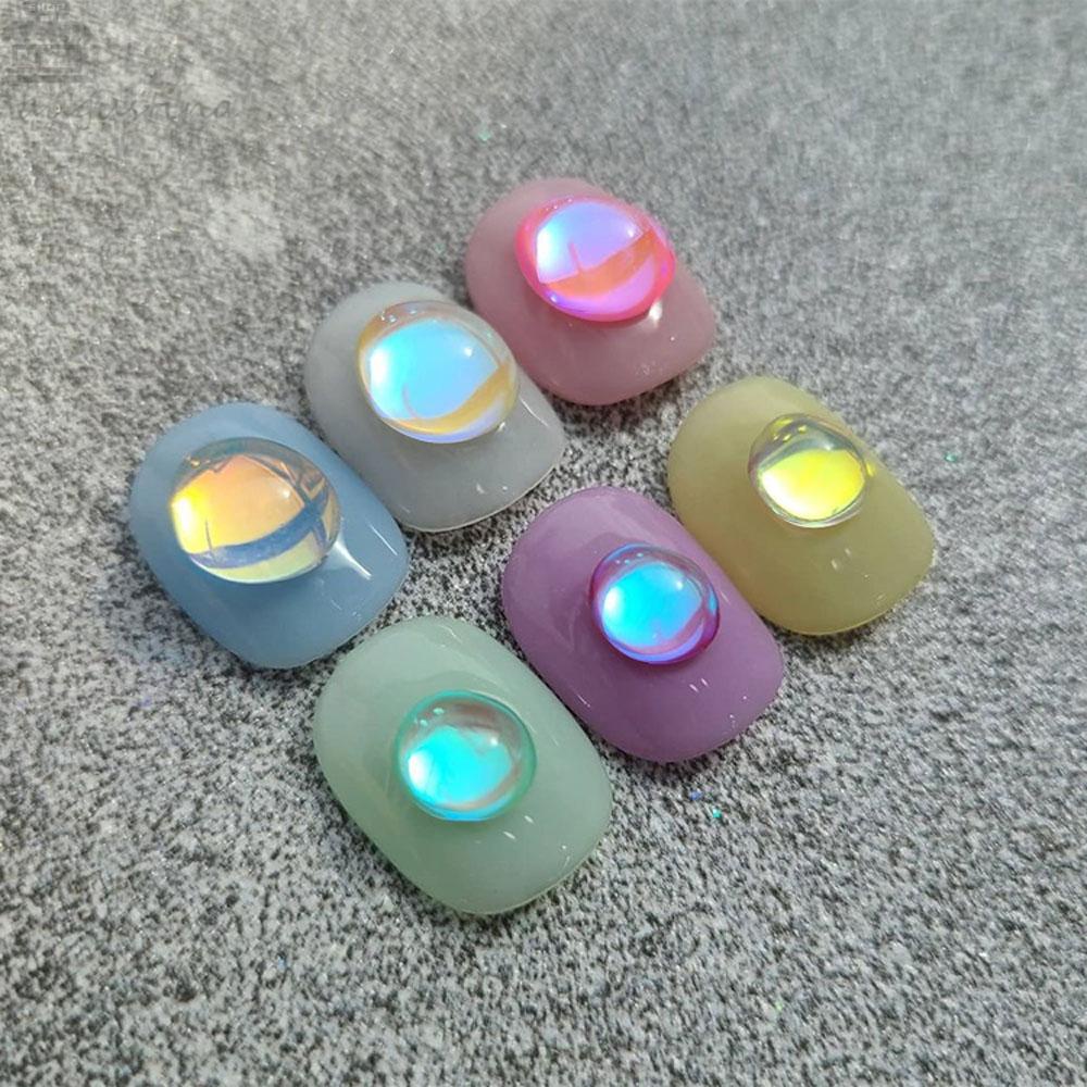 AUGUSTINA Agustina DIY Dekorasi Nail Art Flat bottom Manicure Oval Aurora Phantom Mocha Fluorescent Diamond