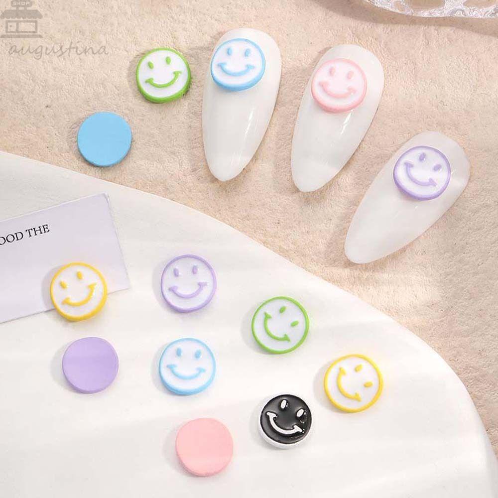 AUGUSTINA Agustinina Hiasan Kuku Perhiasan Kuku Motif Smile Face Kartun Jepang Untuk Wanita
