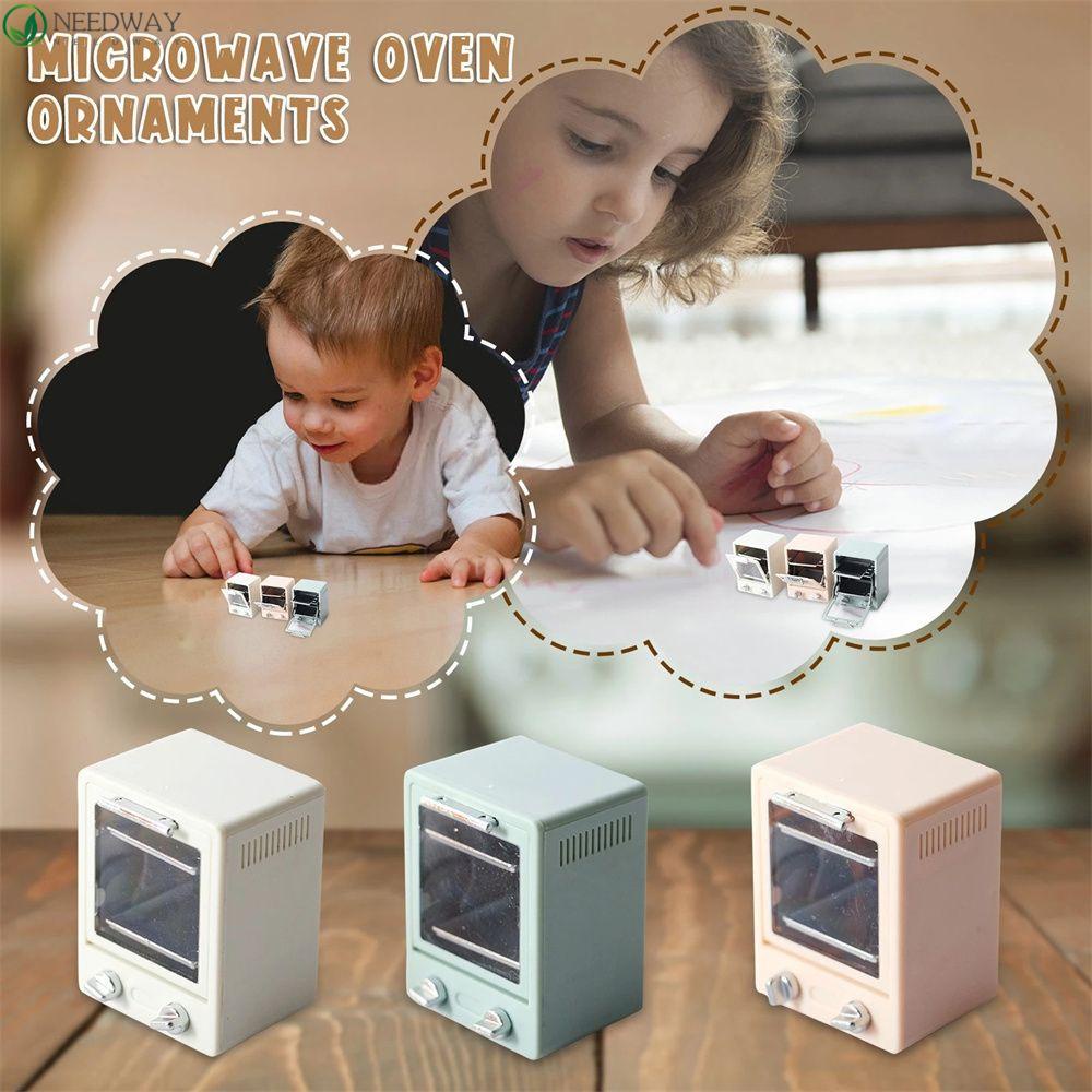 NEEDWAY Simulasi Pemanggang Roti Lucu DIY Craft Mainan Model Mainan Dapur Scene Dekorasi Miniatur Mainan Microwave Oven