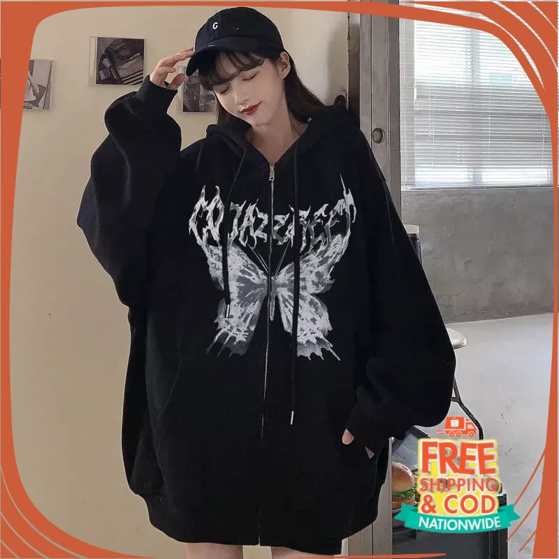 JAKET VINTAGE OOTD FESTIVAL REMAJA/ BUTTERFLY XL ZIPPER JAKET GOTHIC STYLE (PH)