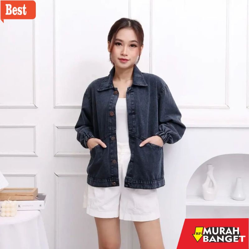 Jaket denim wanita terbaru- JAKET JEANS OVERSIZE VINTAGE JACKET BLACK BLUE ACID JAKET WANITA DENIM O