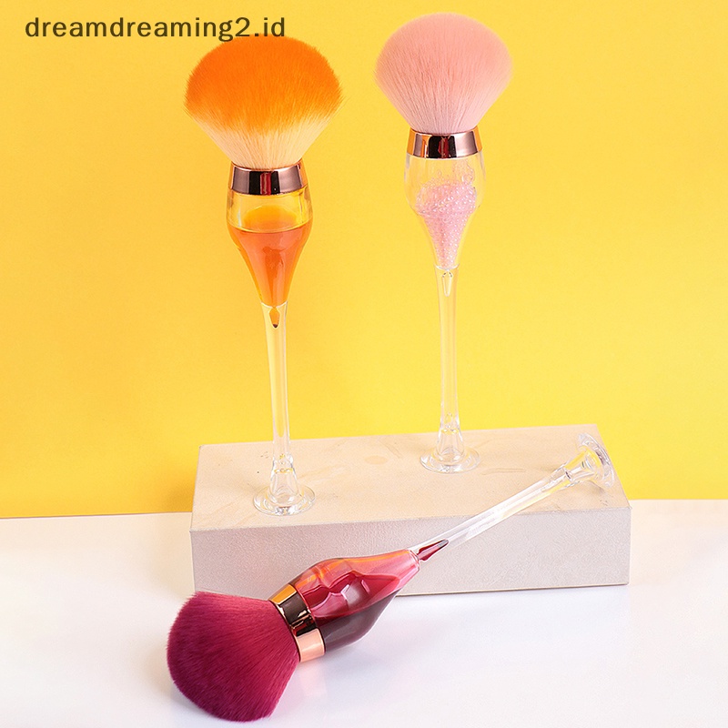 (drea) 1pc Sikat Bubuk Mineral Bentuk Gelas Anggur Makeup Brush Foundation Lembut Berbulu //