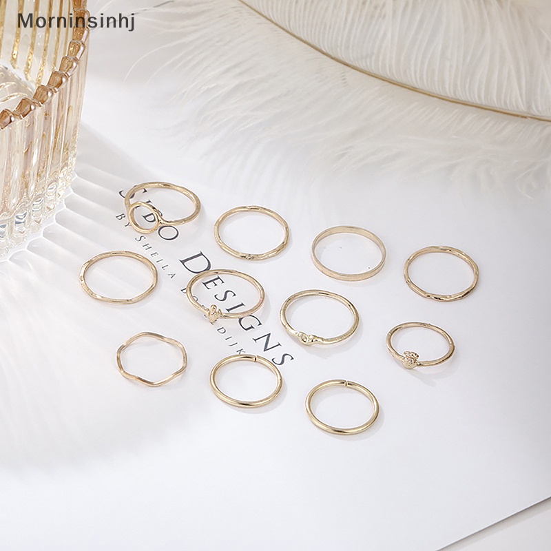 Mornin 11Pcs /Set Bohemian Open Adjustable Rings Cincin Untuk Wanita Perhiasan Cincin Set Ulang Tahun Anniversary Hadiah id