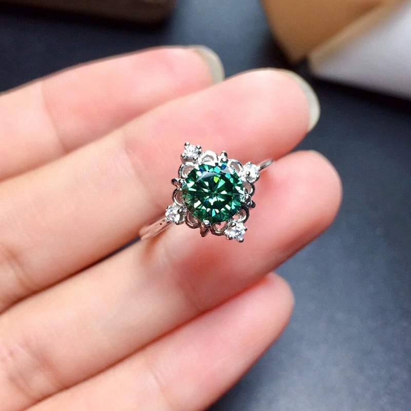 Cincin Kawin Wanita Desain Modern Dengan Zirkon Kubik Hijau Fashion Aksesoris Jari Elegan