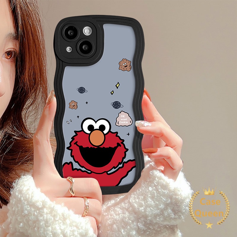 Cute Sesame Street Kartun Strawberry Bear Manyo Wavy Edge Case Untuk Realme C53 C30 C21Y C25Y C33 C11 C25s C15 C35 C55 C20 C25 C3 C20A C12 5i 6i 5 5S 9i 30A 20couple Soft Cover