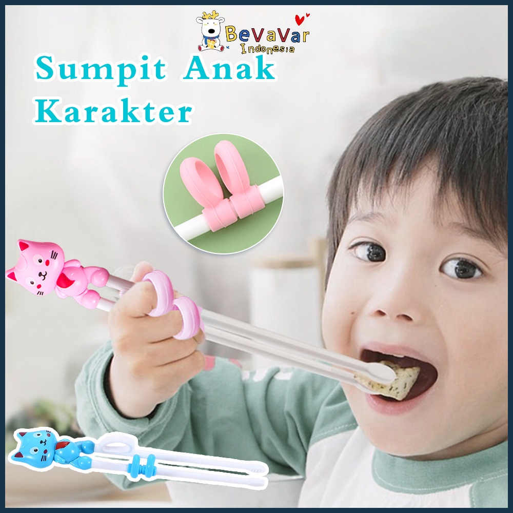 BEVAVAR Sumpit Belajar Bayi Model Kucing Peralatan Makan Anak Bayi Belajar Makan Children Training C