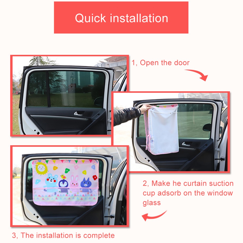 Tiral Mobil Anak Bayi Tabir Surya Gorden Jendela Mobil Anti UV/Tiral Mobil Tabir Surya/Tirai Pelindung Panas Matahari Motif Kartun Untuk Kaca Jendela Mobil