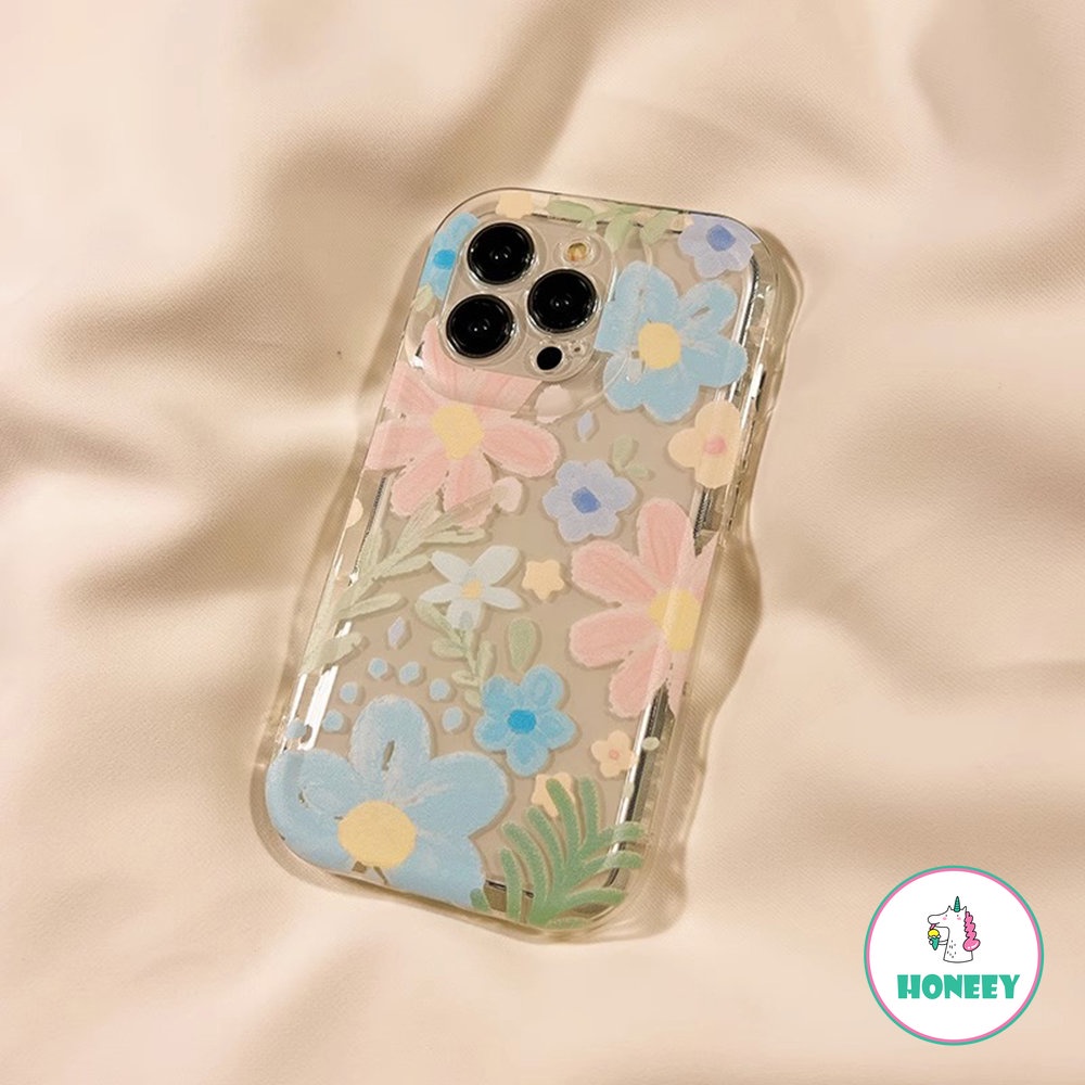 IPHONE Korea Lucu Cat Air Bunga Es Bening Ponsel Case Untuk Iphone14 13 12 11 Pro Max11 Graffiti Floral Lembut Shockproof Bumper Cover