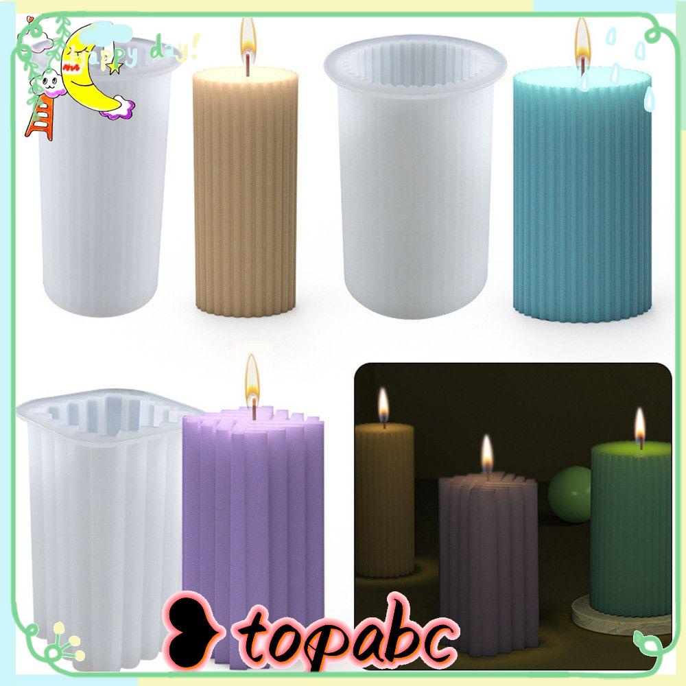 TOP Candle Stand Cetakan Silikon Alat Membuat Perhiasan Dekrasi Desktop Ornamen Bergaris Silinder Kubus