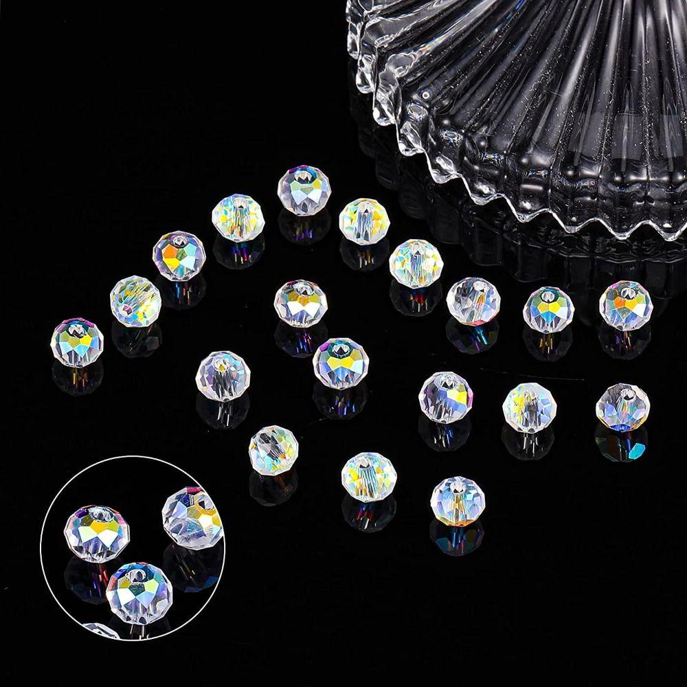 LILY 800pcs 6mm Manik-Manik Kaca Segi AB Warna Gelang Membuat Perhiasan Anting Longgar Beads