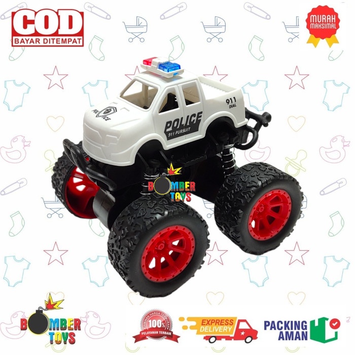 MAINAN ANAK MOBIL ZAP POLISI MONSTER RESCUE FIRE ARMY KONSTRUKSI TRUCK TRUK FRICTION HITAM PUTIH