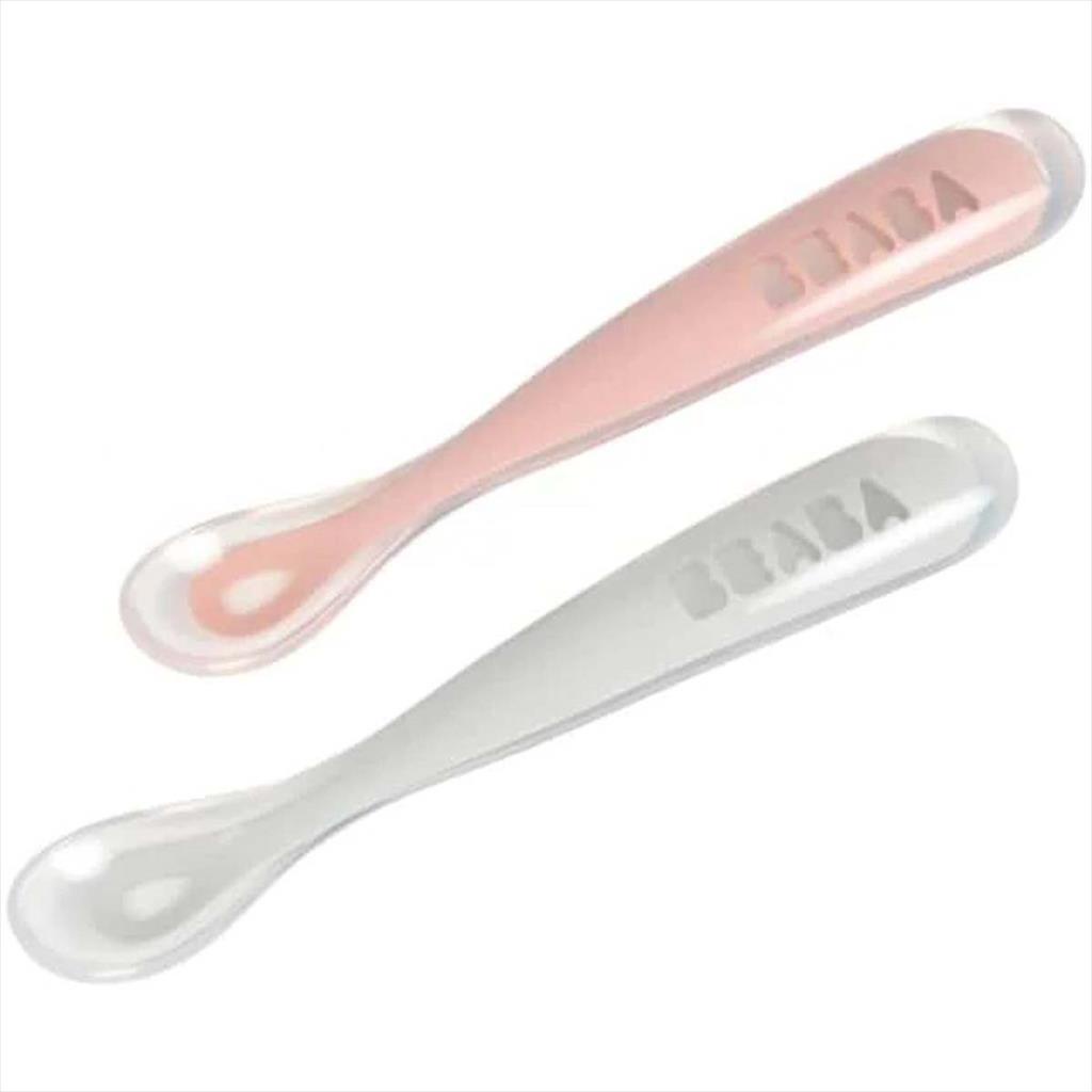 BEABA Set 2 1st Age Silicone Spoon 126550 Grey Pink