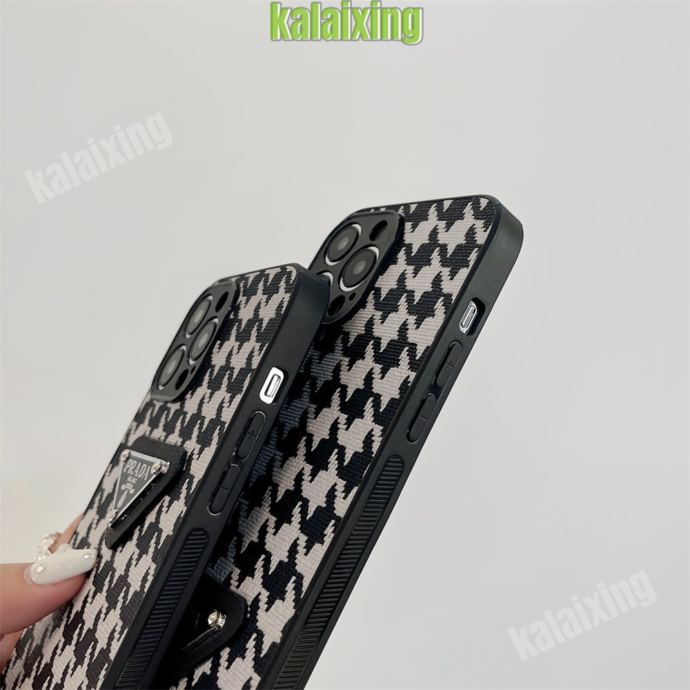 IPHONE Casing Prada 3D Bahan Kulit Untuk Iphone14 13 Pro Max12 11 Pro Max Xs Max XR 7/8 Plus 6 /6s Soft Case Printing Motif Houndstooth