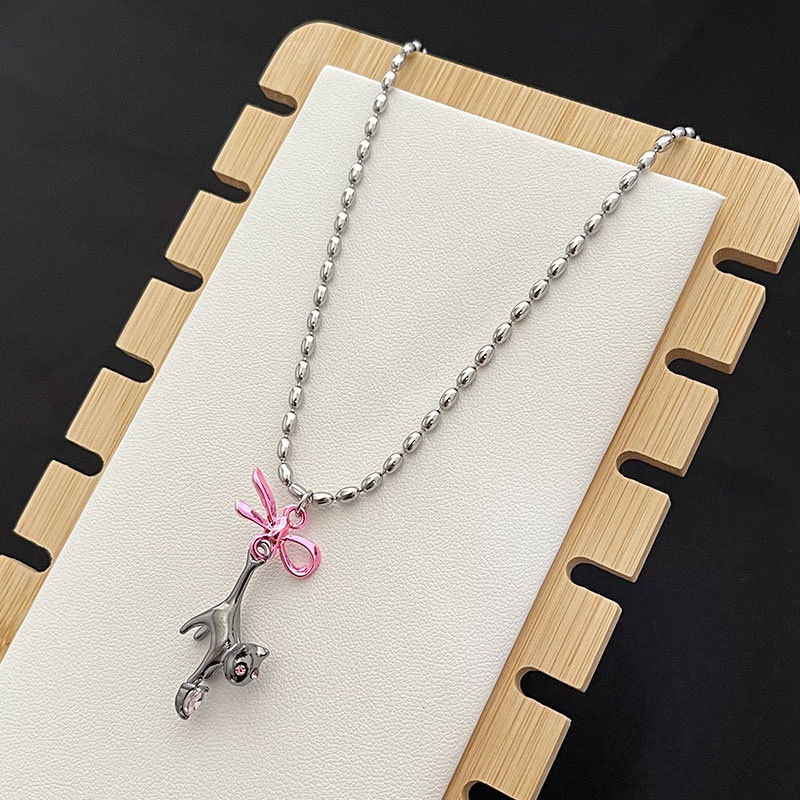 Kalung Kucing Ikatan Simpul Fashion Zircon Alloy Untuk Wanita