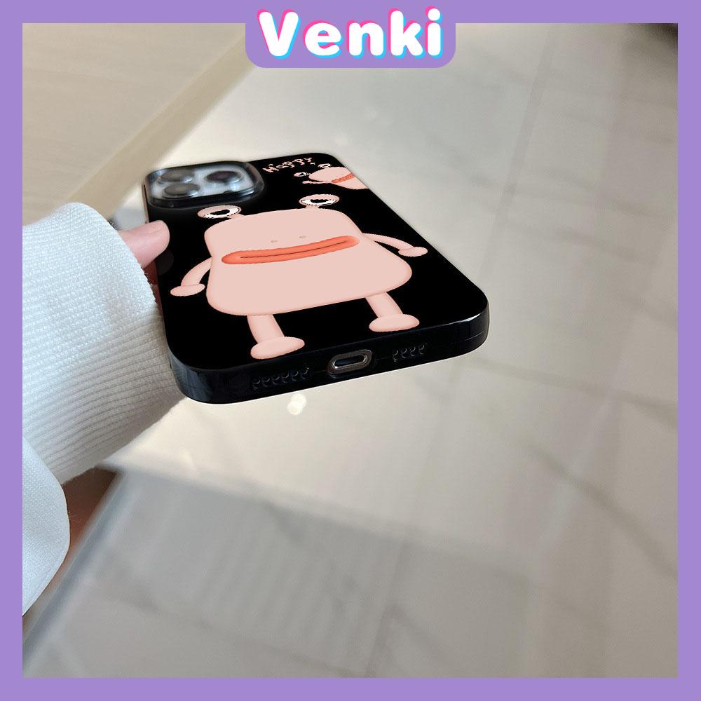 VENKI - For iPhone 11 iPhone Case Black Pink Gloss TPU Soft Shockproof Protection Camera Cute Sausage Mouth Frog Compatible with iPhone 14 13 Pro max 12 Pro Max xr xs max 7 8Plus