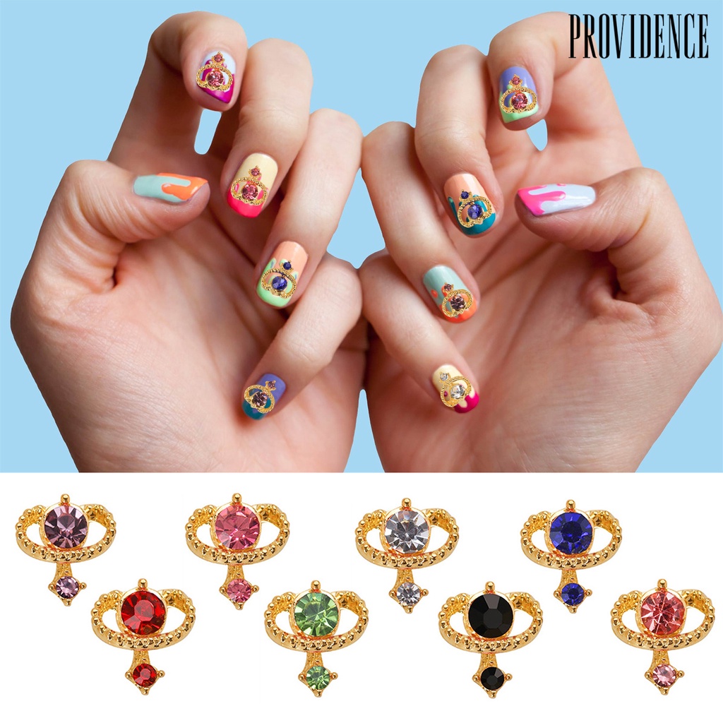 Providence 10 Pcs 3D Kuku Mengkilap Berlian Imitasi Multicolor Kristal Imitasi Alloy Planet Kuku Pesona Perhiasan Aksesoris Ponsel Case Ornamen DIY Nail Art Dekorasi